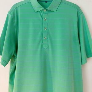 Stitch Golf green with blue stripe polo